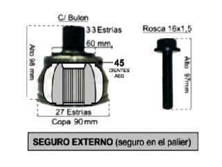 Homocinetica volkswagen passat A4/A6 estrias con abs - Copa 90 mm - Abs 45 dientes - Seguro externo_ Audi | A4 | ..-2027