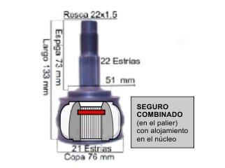 HOMOCINETICA FIAT PALIO/SIENA/QUBO/IDEA/PUNTO 1.4 8V FIRE 06/..ESTRIAS 22/21 COPA 76 MM SEGURO COMBINADO_