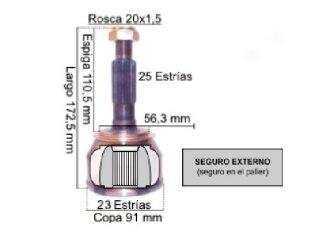 Homocinetica estrias 25/23 - Copa 82 mm - Seguro combinado (4342/6920 - 5407VKJA - 42/1101) Ford | Focus