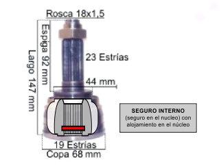 HOMOCINETICA DAEWOO TICO ESTRIAS 23/19 COPA 68 MM SEGURO INTERNO_ CHEVROLET | SPARK
