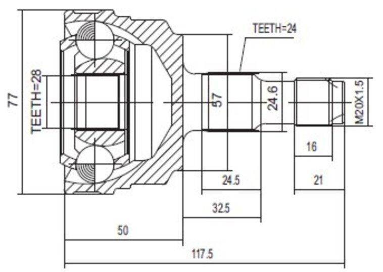 HOMOCINETICA MERCEDES BENZ CLASE A 24/28 CAJA MANUAL 1997-2004
