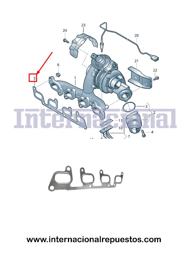 Junta de salida escape turbocompresor — Volkswagen (Amarok)