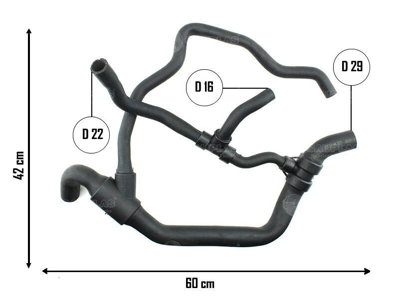 Caño inferior de radiador con cuplas — Renault (Kangoo)