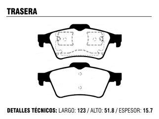Pastilla de freno trasera — Ford/Chevrolet/Renault (Focus, Laguna, Vectra C, Vectra C GTS)