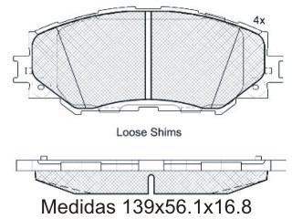 Pastilla de freno delantera — Toyota (Corolla, RAV4)