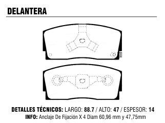 Pastilla freno daihatsu Charade/Aplausse 90-94 delantera 102.7X47X14MM (PD455)
