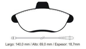 Pastilla freno peugeot 806 93-02EXPERT 99-.. delantera 140X69X18.7MM con sensor (PD448A)