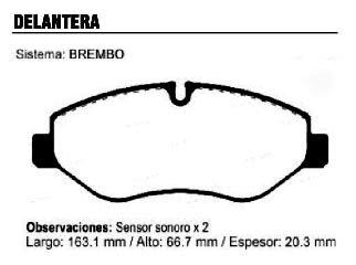 Pastilla freno mercedes benz sprinter 211-318-324 06/..-313 02/13 / Iveco daily 35C14-40S14-55C16-55C17 07/.. del (PD189)