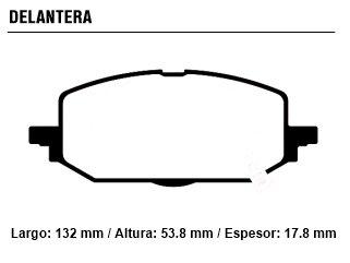 PASTILLA FRENO CHEVROLET ONIX 1.0 T-1.2 19/../TRACKER 1.2 T 20/.. DELANTERA CON SENSOR 132.00X53.80X17.80 MM