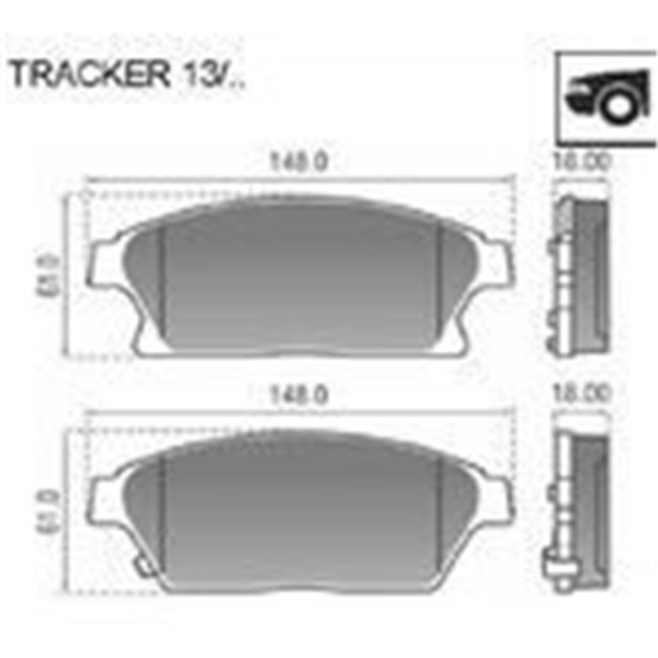 Pastilla freno (PD1514) chevrolet cruze 1.8 16V-2.0 d 10/../Tracker 1.8 13/17 delantera sistema mando 148.10X61.20X19.00 mm_