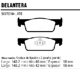 PASTILLA RENAULT LOGAN/SANDERO 14/.. / FIAT DOBLO/GRAND SIENA/PALIO 98/.. ARANIA CHICA DELANTERA