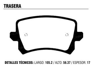 Pastilla freno volkswagen Vento/Tiguan/Sharan/Passat 10/.. trasera_