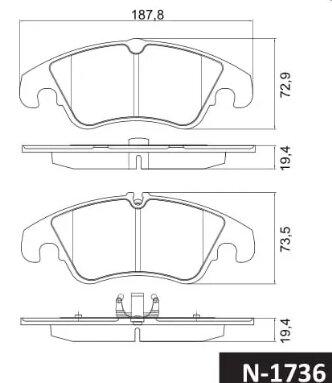 Pastilla freno vw audi A4/S4/A5/Q5 2.0 tfsi-3.0 tfsi-3.2 fsi 07/.. delantera 188.00X73.50X17.70 mm (POS1079) (PD1454)