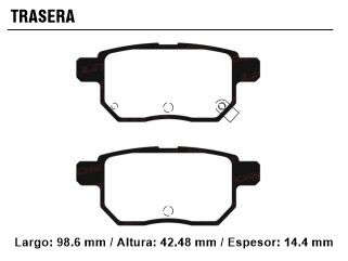 Pastilla freno (PD1320) toyota corolla xli-xrs 1.8-2.0 vvti 12/../Yaris 1.5-1.8 Vvti / Lifan X50 1.5 / Baic X25 trasera_