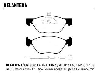 Pastilla freno fiat doblo 02/../Idea 05/../Strada 10/.. / Alfa romeo 166/147 t.s delantera_
