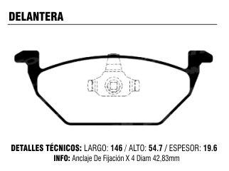 PASTILLA FRENO VOLKSWAGEN GOL TREND/VOYAGE/FOX/SURAN/BORA/GOLF/POLO/NEW BEETLE DELANTERA 146.00X54.70X19.60 MM (PD073) puede ser PD058