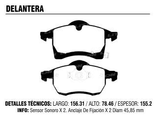 Pastilla freno chevrolet Astra/Zafira 01/../Meriva/Vectra 02/.. delantera (PD072)