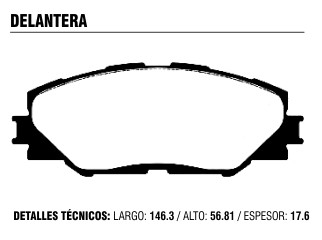 Toyota corolla 2017/RAV4 iii 2.0 16V-3.5VVTI 05/.. delantera sistema akebono 146.30X56.81X17.60 mm_