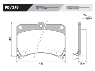Pastilla freno mazda 121/323/Space wagon 90/94 delantera 91.50X64.10X15.00 mm con sensor sonoro_