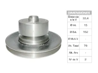Polea bomba agua renault 4S 1.1/6 15X152X79 mm - 2V