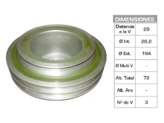 Polea bomba agua mercedes benz 1114/1517/1518 con dh 28.2X194X72 mm - 3V