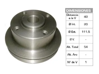 Polea bomba agua perkins 4-203/6-305 20X111.5X54 mm - 1V