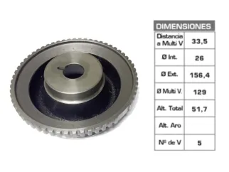Polea ciguenal chevrolet agile 1.4 8V con aa 26X156.4X51.7 mm - 5PK