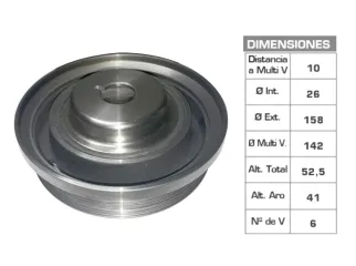 POLEA CIGUENAL CHEVROLET SONIC 1.6 16V/CRUZE/TRACKER 1.8 16V 26X158X52.5 MM - 6PK