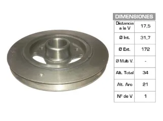 POLEA CIGUENAL CHEVROLET CHEVY/400/C10 PICK UP MOTOR 230-250 6 CILINDROS 31.7X172X34 MM - 1V