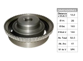 POLEA CIGUENAL CHERVOLET CORSA II/MERIVA/MONTANA / FIAT PALIO/SIENA 1.8 8V 26X160X52.5 MM - 5PK