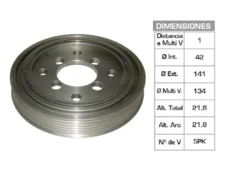 POLEA CIGUENAL FORD FIESTA 97/03/COURIER 97/06 1.8 D D18-D18NA 42X141X21.8 MM - 5PK