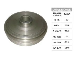 POLEA CIGUENAL PEUGEOT 206/207/306/405/PARTNER/EXPERT / CITROEN BERLINGO/XSARA 1.9 D 30X153X44 MM - 6PK