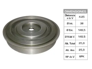 Polea ciguenal peugeot 307/407 / Citroen C4/C5/C8 2.0 hdi DW10TED4 153X25 mm - 6PK
