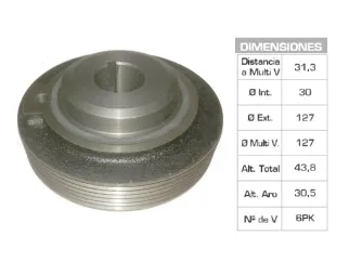 Polea ciguenal peugeot 306/405/406/806 1.8 16V XU7JP4-2.0 16V XU10J4R polea maza larga 30X127X30.5 mm - 6PK