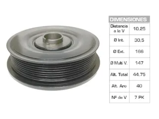Polea ciguenal renault laguna 1.9 td F9Q/Master ii 2.5 dci G9U 30.5X166X44.75 mm - 7PK