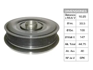 POLEA CIGUENAL RENAULT LAGUNA 1.8 16V F4P-2.0 16V F4R 30.5X166X44.75 MM - 6PK