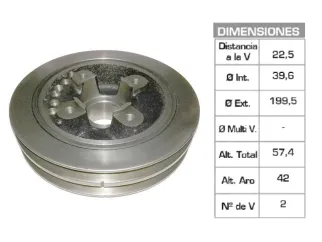Polea ciguenal toyota hilux 2.4 d 97/06 39.6X199.5X57.4 mm - 2V