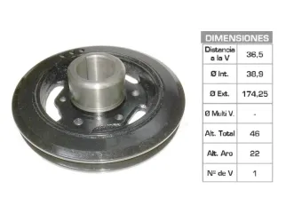 Polea ciguenal dodge Valiant/Polara/Gtx/Coronado 3.7 38.9X174.25X46 mm - 1V