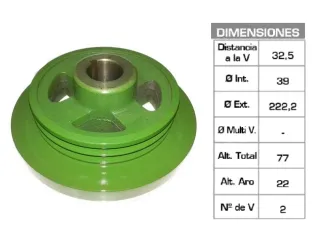 POLEA CIGUENAL JOHN DEERE JD 24/34/4420-35/4530 39X222.2X77 MM - 2V