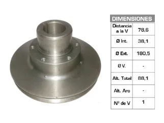 POLEA CIGUENAL MASSEY FERGUSON 38.1X180.5X88.1 MM - 1V