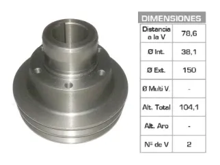 POLEA CIGUENAL PERKINS 4-203/6-305 POLEA CUELLO GRUESO 38.1X150X104.1 MM - 2V