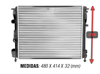 RADIADOR DE AGUA CLIO2 KANGOO LOGAN SANDERO SYMBOL (MOTORES 1.2 16V, K7M, K9K Y K4M) (EQUIVALE: 358 OEM 8200343476) RENAULT | CLIO | 1.2 16V