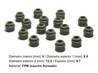 Reten valvula audi A3 / Audi A4 / Audi A6 / Audi Tt / Chevrolet Astra / Chevrolet Corsa / Chevrolet kadett 86/93 / Chevrolet Tigra / Chevrolet Vectra / Chevrolet Zafira / Citroen Berlingo / Citroen C3 02/..