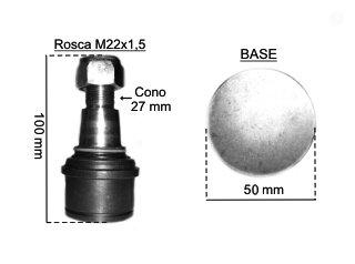 ROTULA F-100 DUTY / F-4000 99/.. INFERIOR DERECHA/IZQUIERDA PIVOTE 27 MM FIJACION 50 MM _ FORD