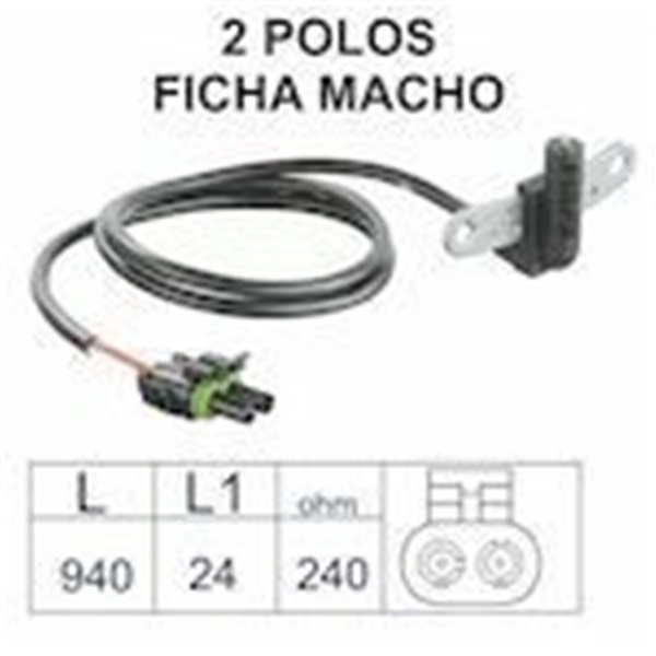 Sensor rpm 2 polos (Ficha macho) Renault | Clio | 1.2