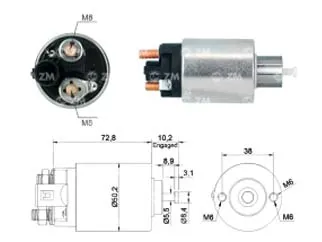 Solenoide arranque (Automatico) chevrolet S10/Trailblazer 12V-M8-M8-conector