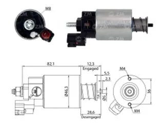 Solenoide arranque (Automatico) toyota Etios/Yaris 1.5 16V 12V-M8-conector