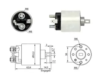 Solenoide arranque (Automatico) subaru justy 1.0 EF10 84/95-1.2 EF12 86/94 12V-M8-M8-terminal pala macho