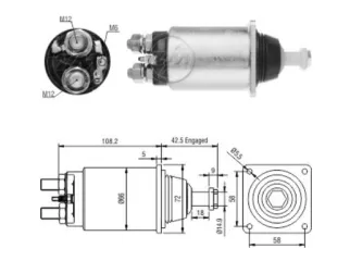 Solenoide arranque (Automatico) agricola Case / Agricola new Holand / Bobcat 853 / Case 7120 / Caterpillar 3114 / Ford camion cargo 1422 / Ford camion cargo 2324 / Ford camion cargo 3224 / Ford camion cargo 3530 / Ford camion cargo 4030 / Ford camion F6000 / Ford camion F7000